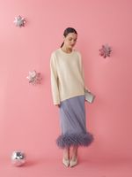 ЮБКА САТИНОВАЯ С ПЕРЬЯМИ GREY