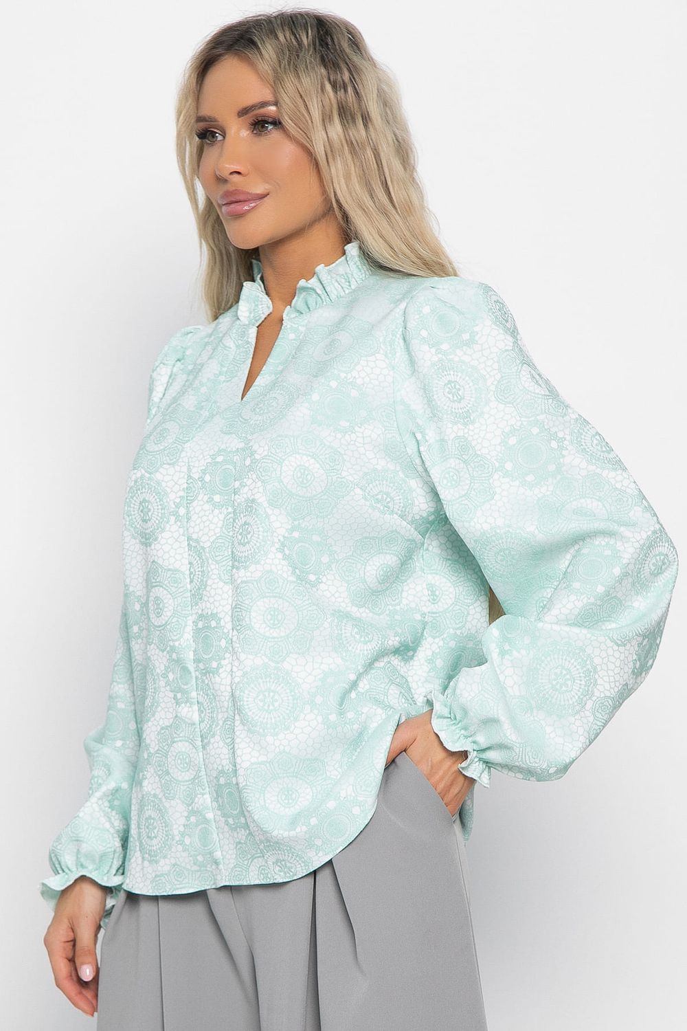Блуза Доменика (бело-мятная) Б15017-18М LT Collection