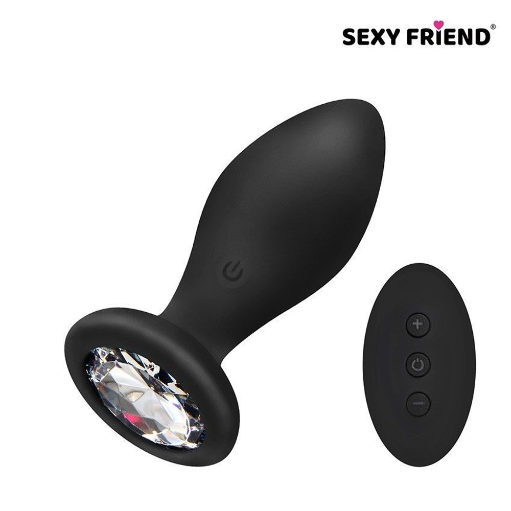 Вибровтулка Sexy Friend с кристаллом и пультом ДУ, 8,5 см