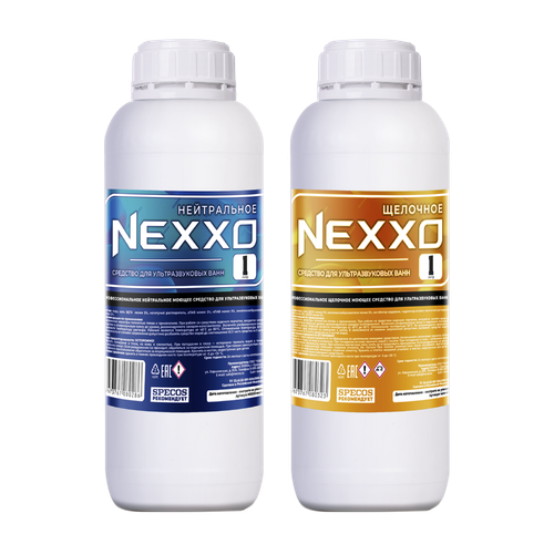 Комплект Нейтральное и щелочное средство для УЗВ NEXXO, 2 флакона по 1000 мл pH 8 и 13