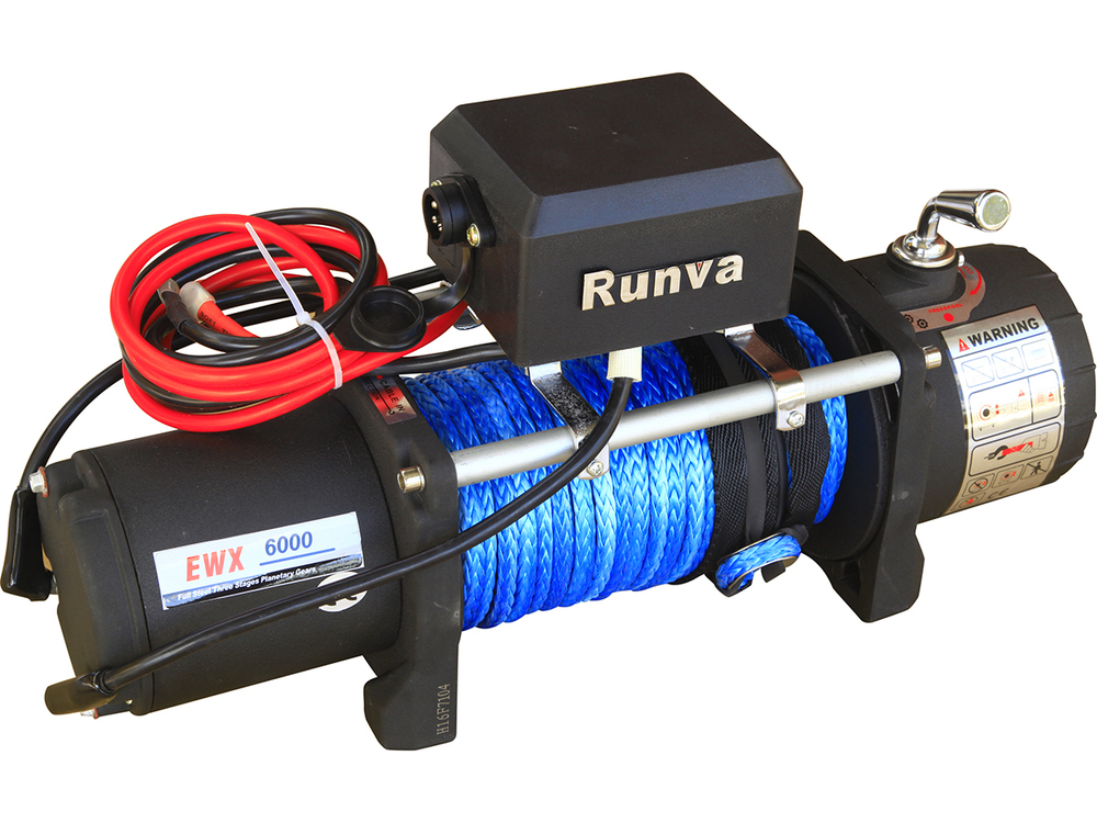 Лебёдка автомобильная электрическая 12V Runva 6000 lbs 2722 кг (синтетический трос)