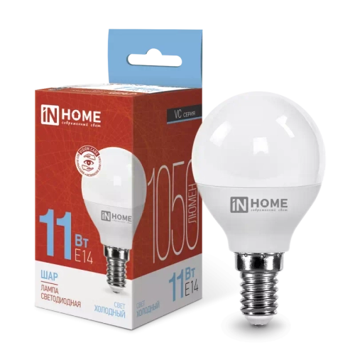 Лампа светодиодная LED-ШАР-VC 11Вт 230В Е14 6500К ХОЛОДНЫЙ 1050Лм IN HOME