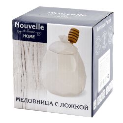 Медовница с ложкой " " 10*10*13см. v=500мл. (подарочная упаковка)
