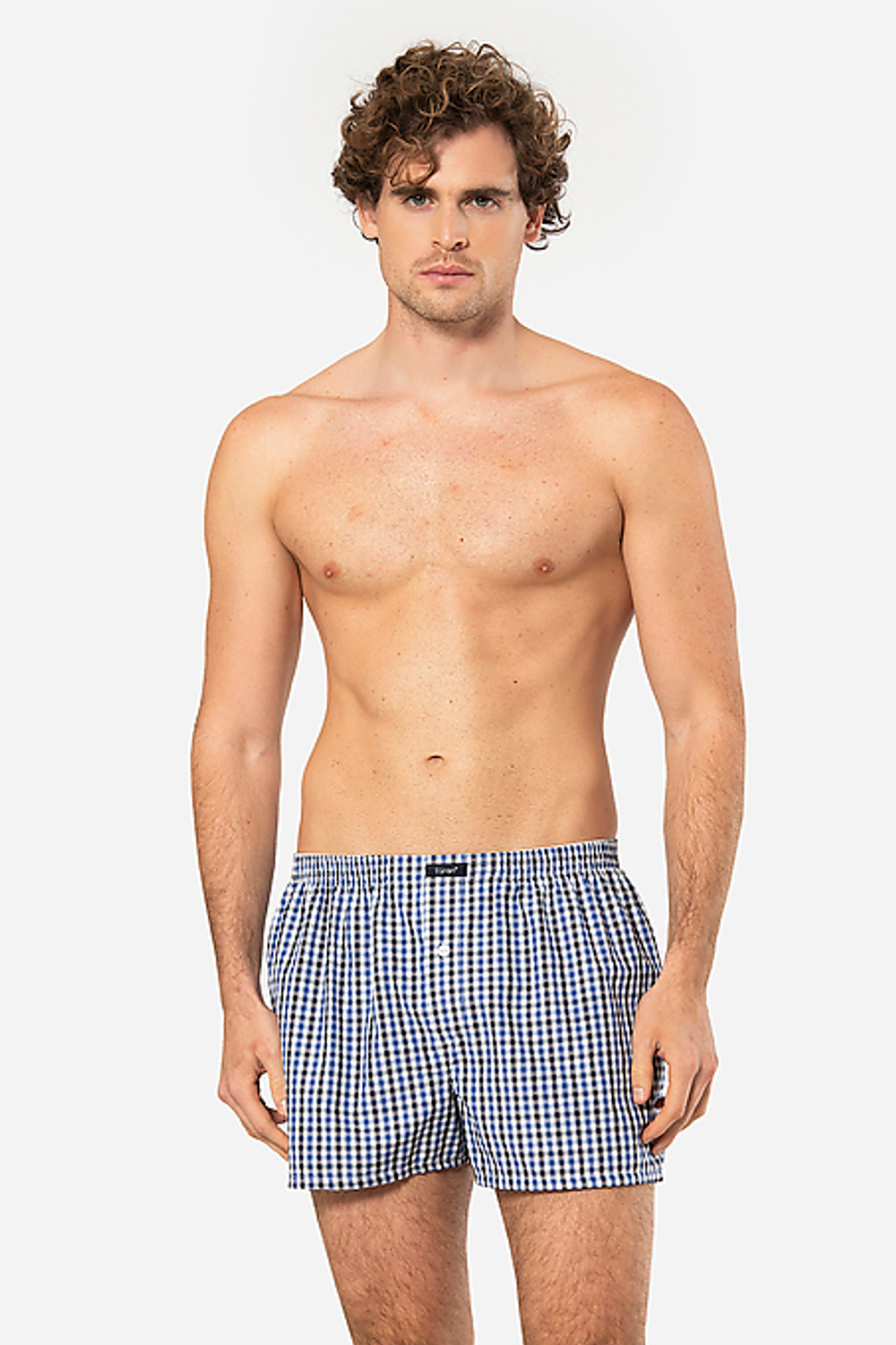 Трусы мужские боксеры синий клетка