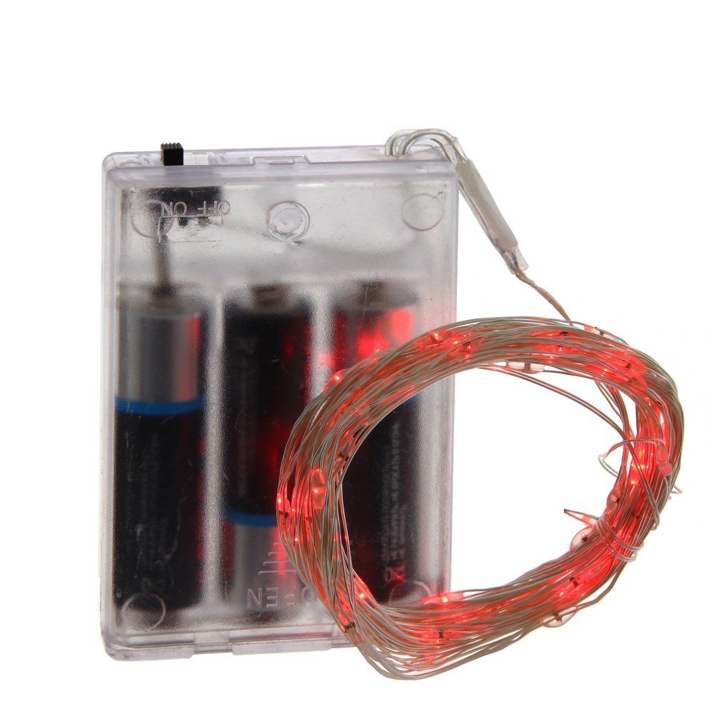 GAEM Электрогирлянда (60 красных LED, 1 реж свеч,серебр шнур, 1W), L600 W0,1 H0,2 см, 3хAA)