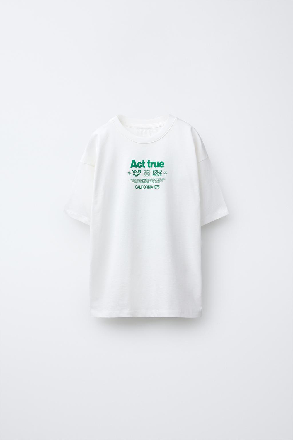 ZARA ФУТБОЛКА С РЕЛЬЕФНОЙ НАДПИСЬЮ, ЖЕЛТОВАТО-БЕЛЫЙ