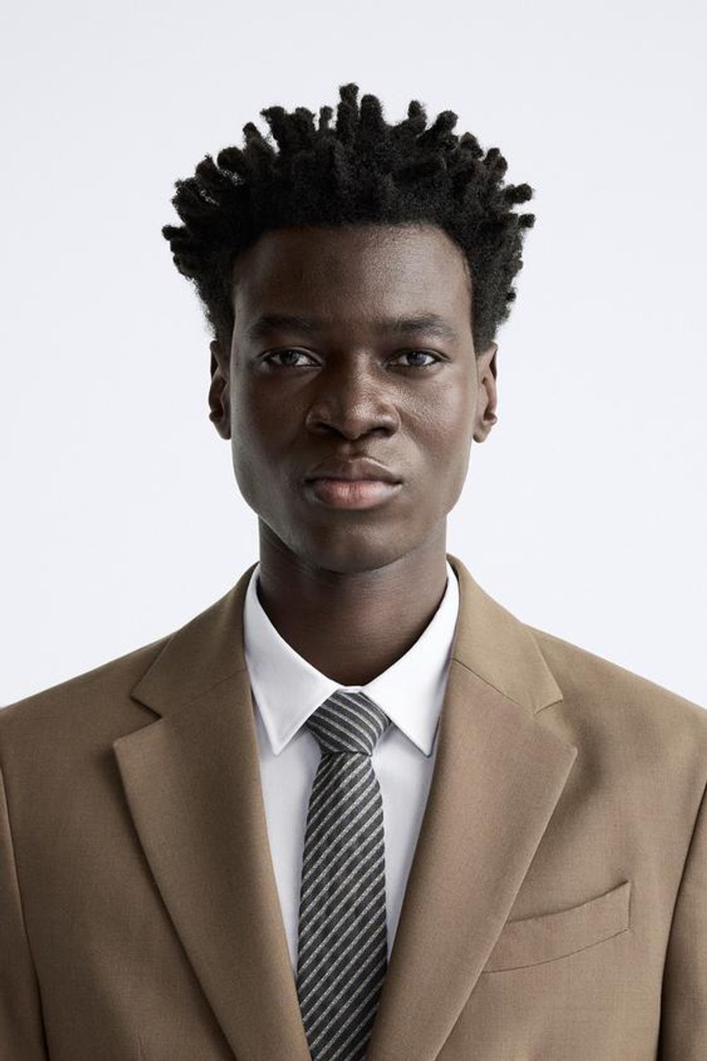 ZARA ЖАККАРДОВЫЙ ГАЛСТУК В ПОЛОСКУ, СИНИЙ