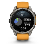 Умные часы Garmin Fenix 8, 51 мм, AMOLED, Sapphire Titanium with spark orange/graphite silicone band