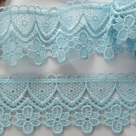 Кружево гипюр с цветами шир.60мм цв.022 голубой