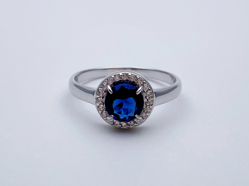 Кольцо из серебра/Родий/С камнями