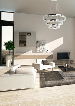 Люстра подвесная светодиодная De Markt Глобула, LED, 90Вт, 3 лампы, плафон из хрусталя, хром