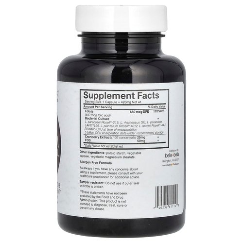 Belle+Bella, Probiology, пренатальное средство с пробиотической флорой, 25 миллиардов КОЕ, 30 капсул