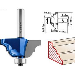 ЗУБР 42.8 x 19 мм, радиус 6.3 мм, фреза кромочная калевочная №4, Профессионал (28705-42.8)