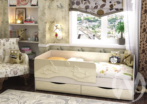 Кровать "Алиса 1;6" (Ваниль глянец)