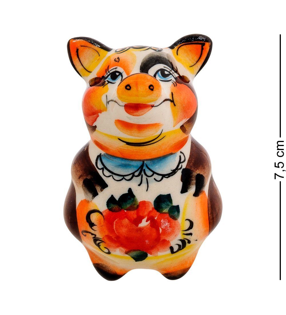 ГЛ- 462 Магнит «Свинка» цв. (Гжельский фарфор)