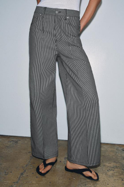 ZARA ДЖИНСЫ WIDE LEG С ВЫСОКОЙ ПОСАДКОЙ — ZW COLLECTION, СЕРЫЙ