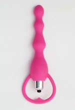 Розовый силиконовый анальный вибростимулятор с ограничителем - 17,5 см.