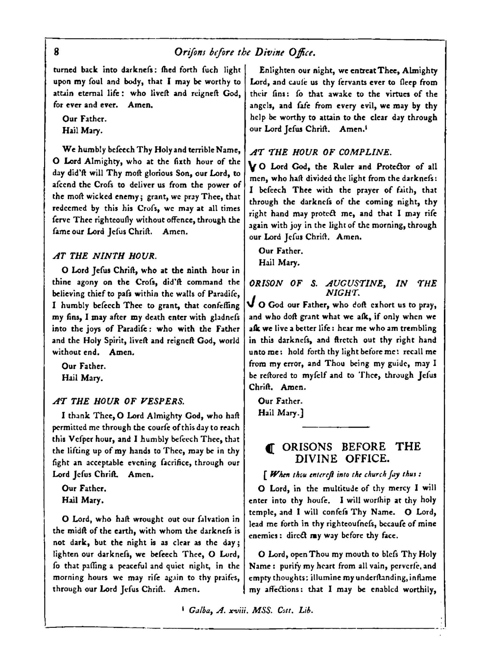 The Psalter, or, Seven ordinary hours of prayer according to the use of the illustrious and excellent Church of Sarum | J.D. Chambers