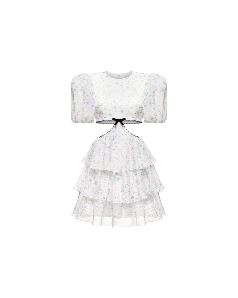Кайли мини (Kylie mini), платье мини из молочного шифона с цветочным принтом