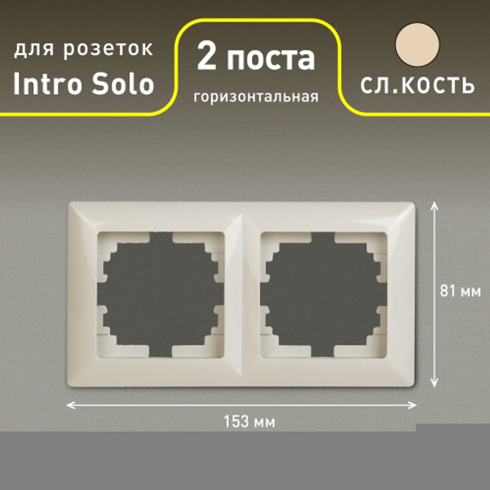 Рамка для розеток и выключателей Intro Solo 4-502-02 на 2 поста, СУ, слоновая кость