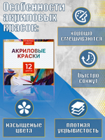 Набор акриловых красок комбинированный 12 цветов