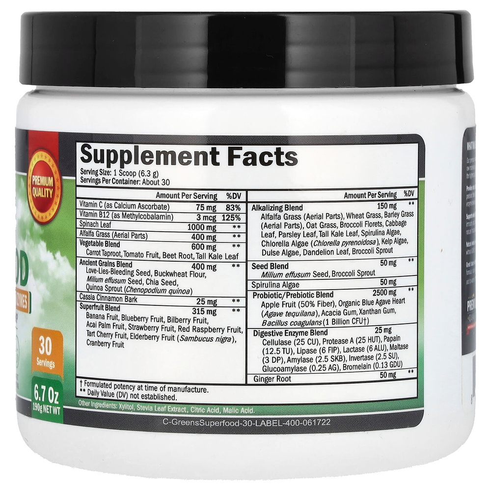 BioSchwartz, Greens Superfood, 190 г (6,7 унции)
