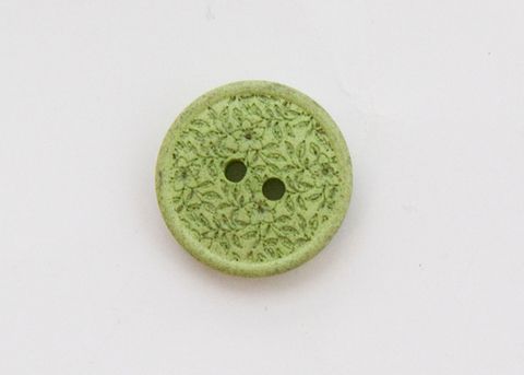 Пуговица с резными растениями, пластиковая,  светло-зелёная, 15 мм