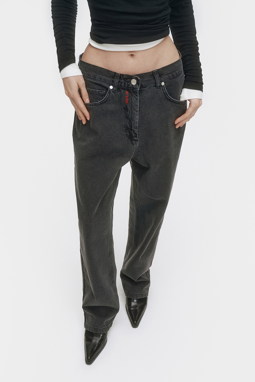 Джинсы женские широкие серого цвета Woman Jeans Wide Grey