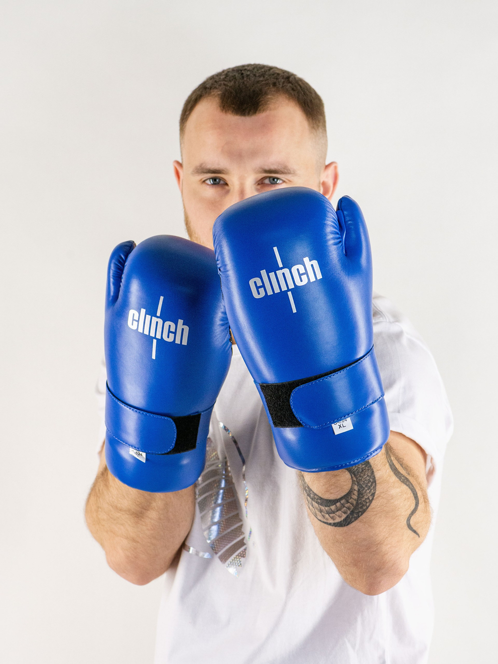 C524 Перчатки полуконтакт Clinch Semi Contact Gloves Kick синие