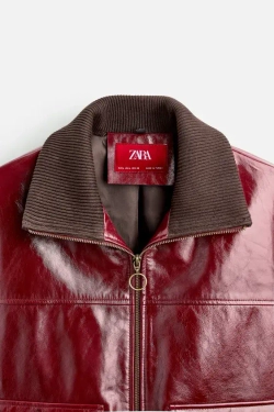ZARA Х HARRY LAMBERT КОЖАНАЯ КУРТКА, КРАСНОВАТЫЙ