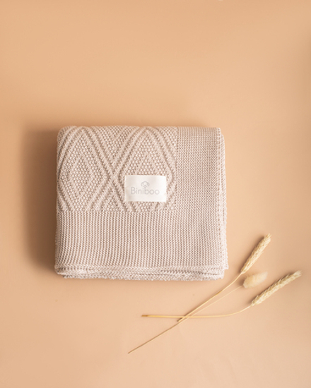 Плед вязаный Classic Biniboo лен