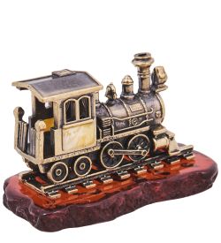 Народные промыслы AM-4162 Фигурка «Паровоз Железная дорога» (латунь, янтарь)