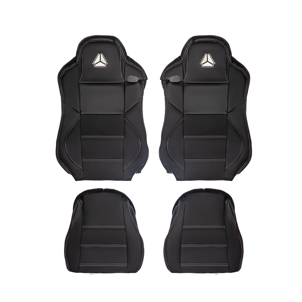 Чехлы Sitrak C7H MAX 3D (экокожа, черный цвет, бежевый кант, бежевая строчка)