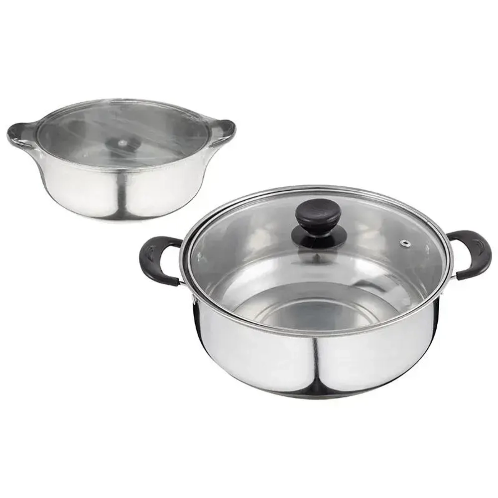 Кастрюля Promo, объем 2,9 л, из нержавеющей стали с крышкой из жаропрочного стекла