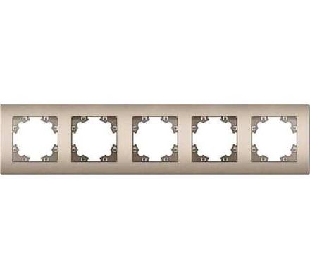 Рамка пятиместная горизонтальная "UNIVersal" серия "Афина" шампань (еврослот) (HU2330)