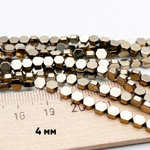 Гематит Шестигранник бусины (имитация), цвет золотистый, размер около 4*4,2 мм, цена за отрезок 19 см (1/2 нити)