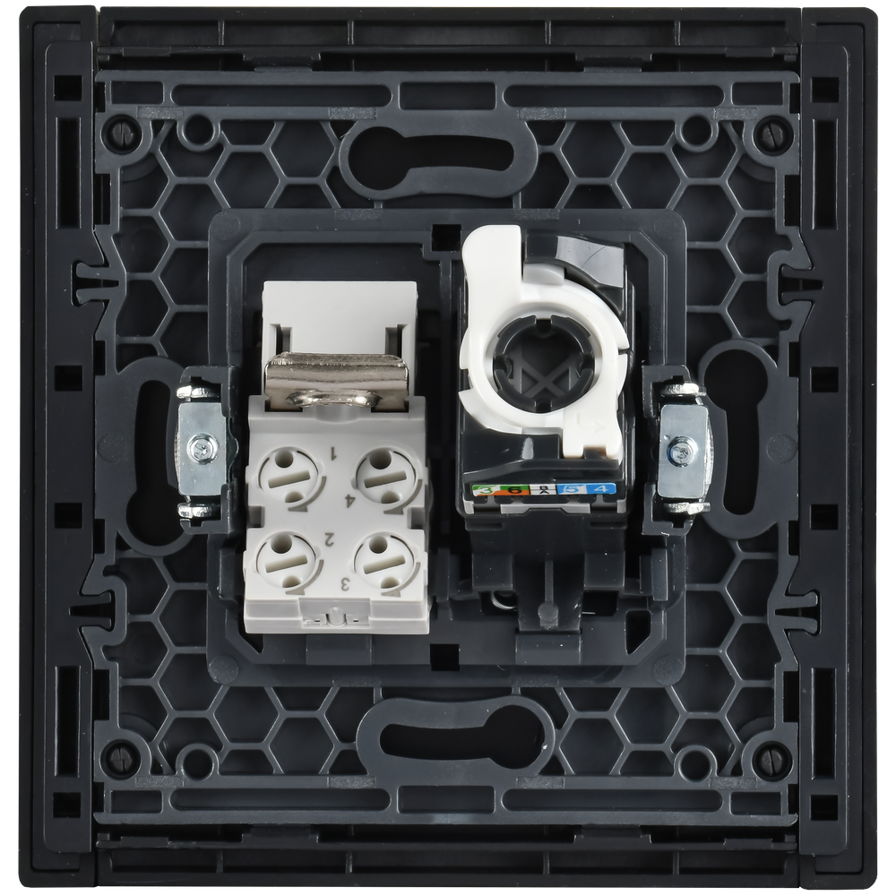 FORTE&PIANO Розетка двойная RJ11+RJ45 кат.5E FP235M металл белый IEK