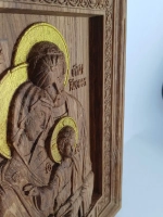 Освященная Икона - панно «Святое семейство» резная из дуба