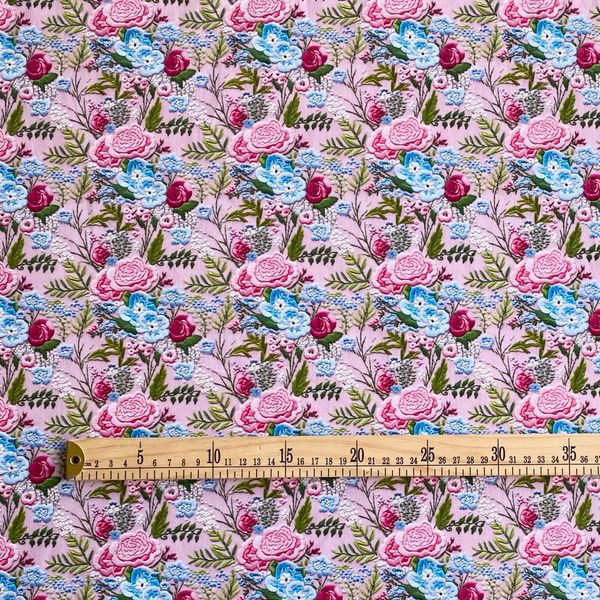 ИМИТАЦИЯ ЦВЕТОЧНОЙ ВЫШИВКИ #9, остаток 0,8 м 100% хлопок Handmade Fabrics 3