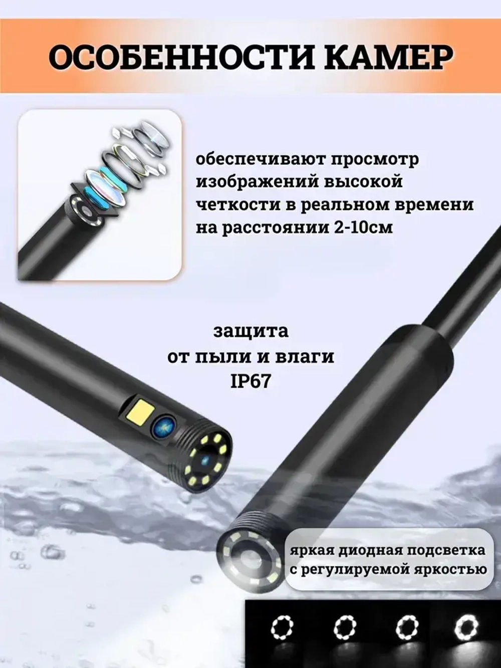 Эндоскоп видеоэндоскоп с 2 камерами автомобильный