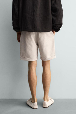 ZARA ШОРТЫ REGULAR FIT COMFORT, ЭКРЮ МЕЛАНЖ