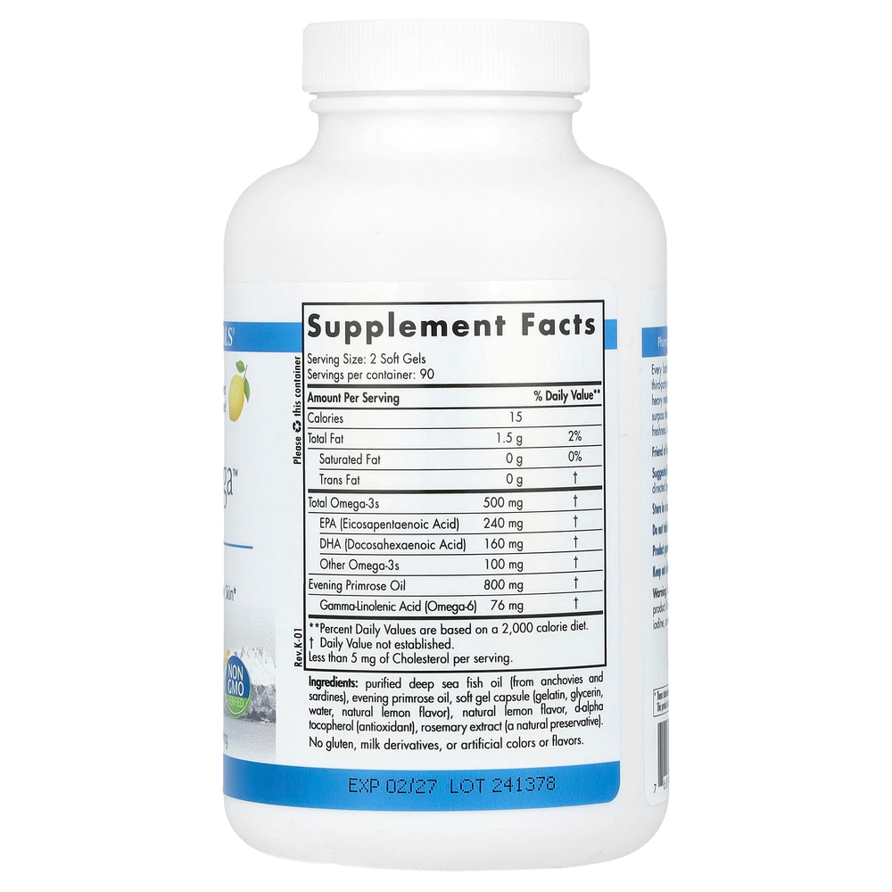 Nordic Naturals, Balanced Omega™, со вкусом лимона, 830 мг, 180 капсул (415 мг в 1 капсуле)