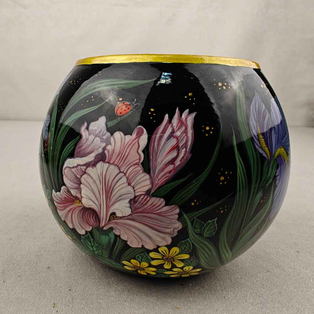 Вазочка с ручной росписью Палех "Ирисы"
