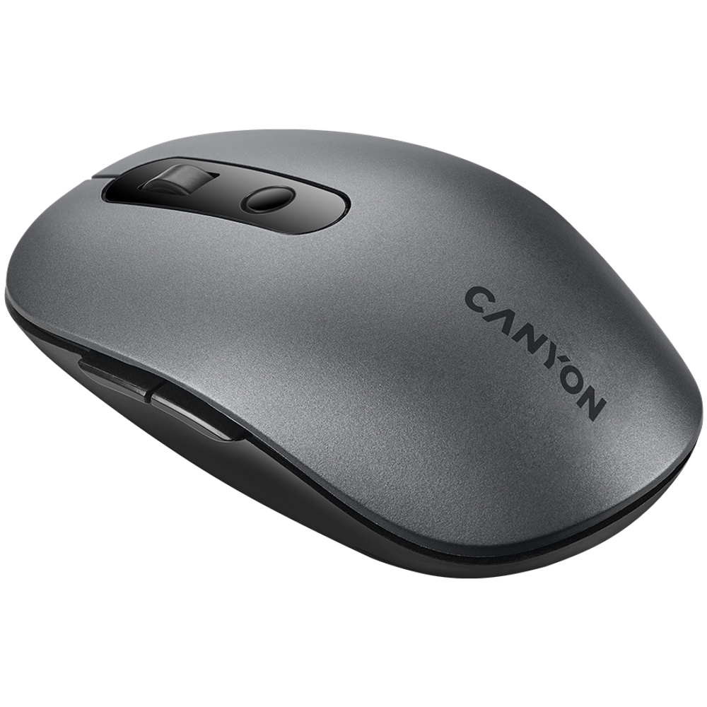 CANYON MW-9, 2 in 1 Wireless optical mouse with 6 buttons, DPI 800/1000/1200/1500, 2 mode(BT/ 2.4GHz), Battery AA*1pcs, Grey, 65.4*112.25*32.3mm, 0.092kg