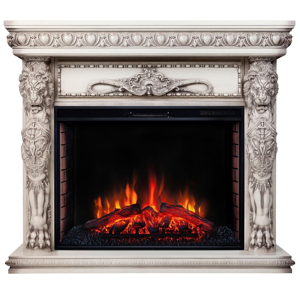 Электрокамин RealFlame Romano 33 WT белый дуб с серой патиной с очагом Epsilon 33