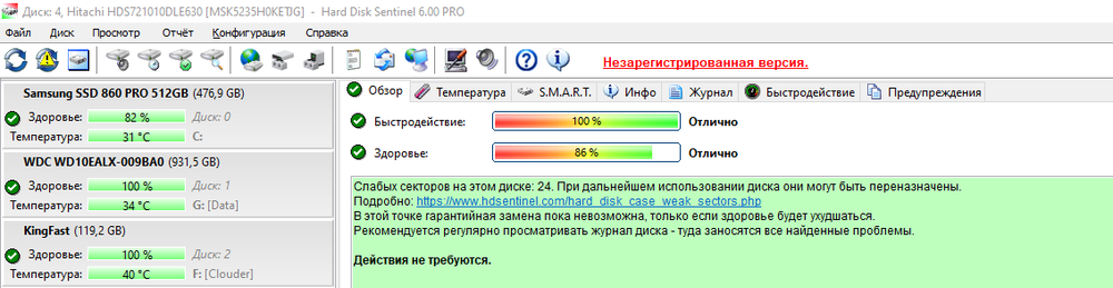 Жесткий диск Hitachi 1 ТБ