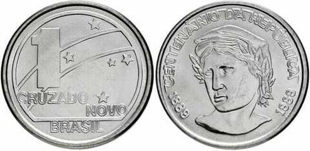 Бразилия 1 новый крузадо, 1989 100 лет Республике