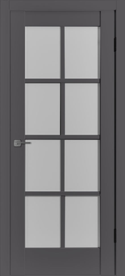 Межкомнатная дверь  VFD (ВФД) ER1 ДО-стекло сатинат White Cloud Emalex Steel (серый матовый, без текстуры)