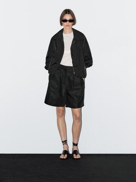 Massimo Dutti Бомбер с высоким воротником, черный