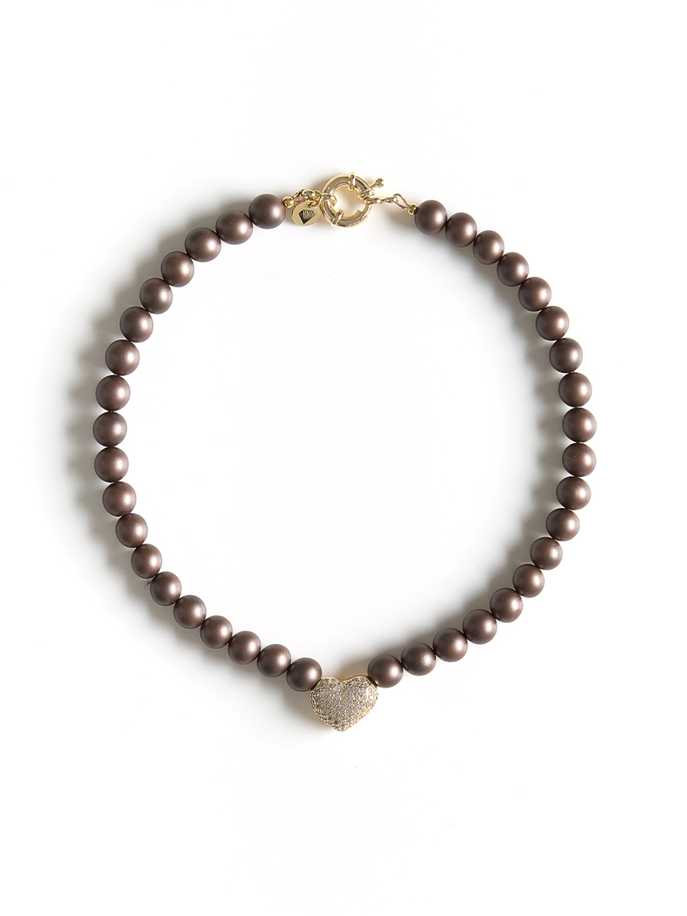 Колье "Autumn Heart Brown" Gold